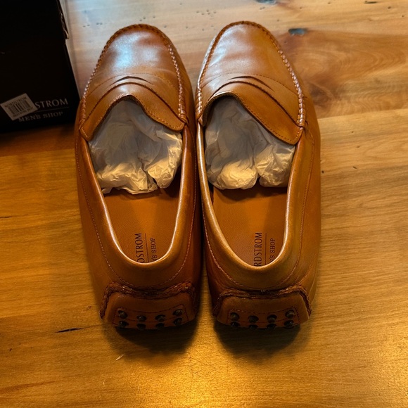 Nordstrom Men's Tan Leather Slip-On Loafers - Picture 3 of 9
